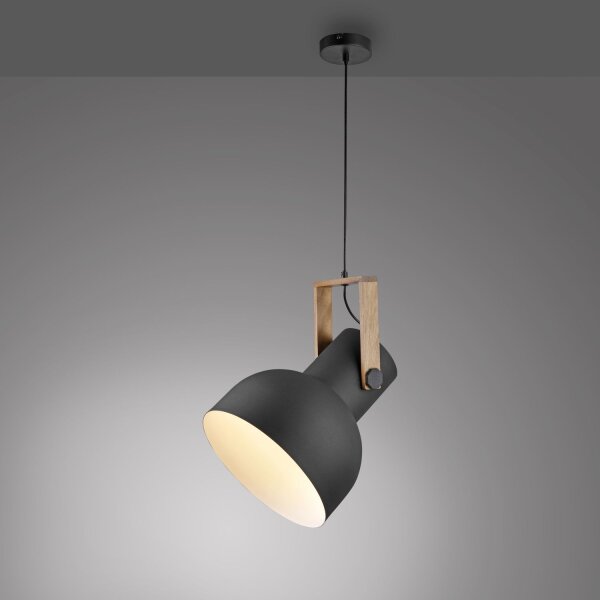 Bewegliche Hängeleuchte Schwarz Holz Metall E27 L:30 cm