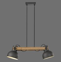 Suspension industrielle bois métal E27 flexible
