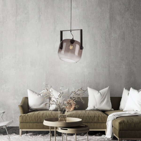 Blendarme Lampe à suspendre verre métal L:35 cm E27 Industrie