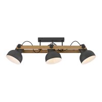 Plafonnier bois métal E27 96 cm 3-flamme flexible