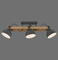 Plafonnier bois métal E27 96 cm 3-flamme flexible