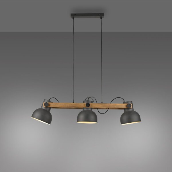 Pendelleuchte Holz Metall E27 96 cm 3-flammig flexibel