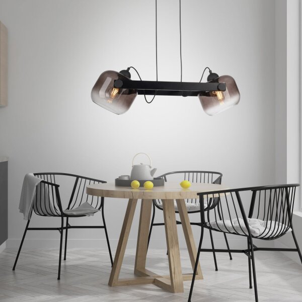 Hängelampe Glas Metall E27 68 cm 2-flammig schwenkbar