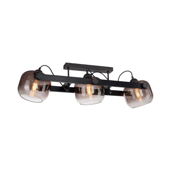 Deckenspot Glas Metall E27 90 cm 3-flammig schwenkbar