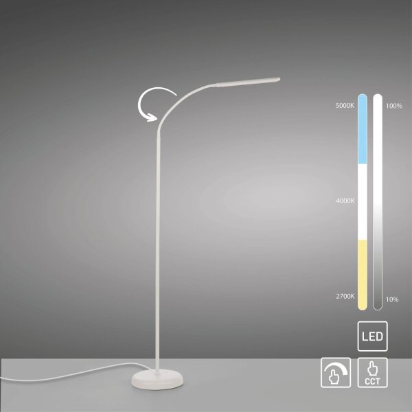 Lampadaire LED Métal Blanc Touch 125 cm réglable
