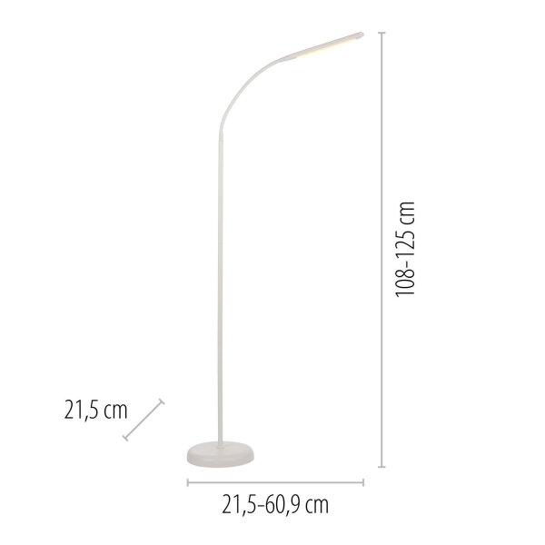 Lampadaire LED Métal Blanc Touch 125 cm réglable
