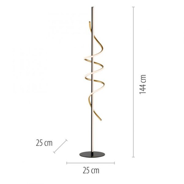 Lampadaire LED à intensité variable 144 cm 3000 lm noir laiton