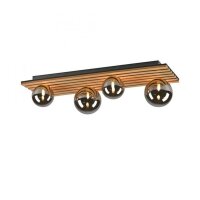 Lampe de plafonnier confortable Boules de verre Bois G9...