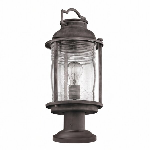 Dekorative Gartenleuchte Glas Stahl H:47cm Vintage