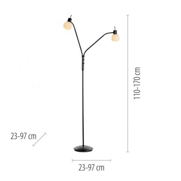 Lampadaire flexible verre métal 170 cm incl E14 3000 K