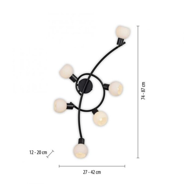 Spot de plafond verre métal 6 flammes incl E14 5 W flexible