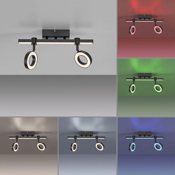 Spot de plafond LED ajustable noir lumière RGB variable