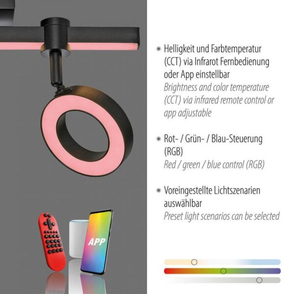 Spot de plafond LED ajustable noir lumière RGB variable