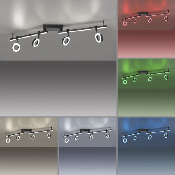 Spot mobile à LED pour plafond noir RGB 114,5 cm dimmable
