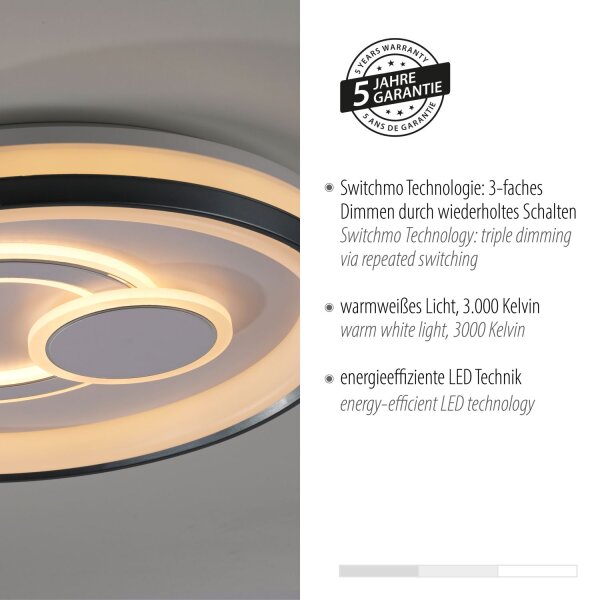 Dimmbare LED Deckenlampe Weiß Ø50 cm rund 3000 K 35 W
