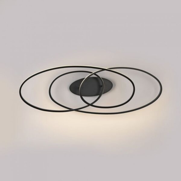 Plafonnier LED Métal Noir 3000 K anneaux décoratifs