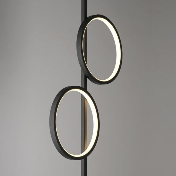 Lampadaire LED Noir Métal Anneaux 151 cm 1290 lm