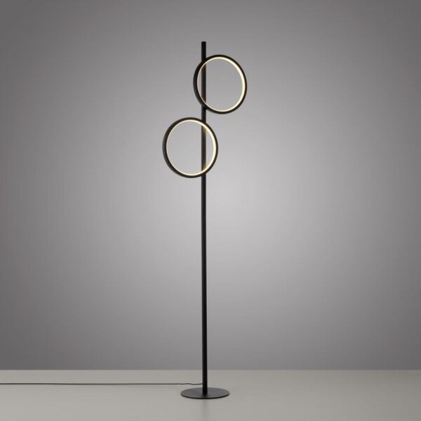 Lampadaire LED Noir Métal Anneaux 151 cm 1290 lm
