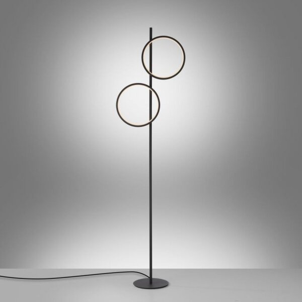 Lampadaire LED Noir Métal Anneaux 151 cm 1290 lm
