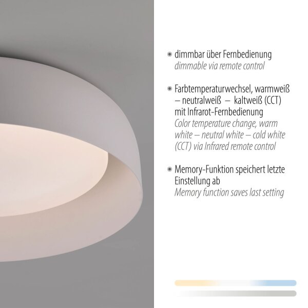 Dimmbare LED Deckenlampe Weiß Metall Ø40 cm 2700-5000 K