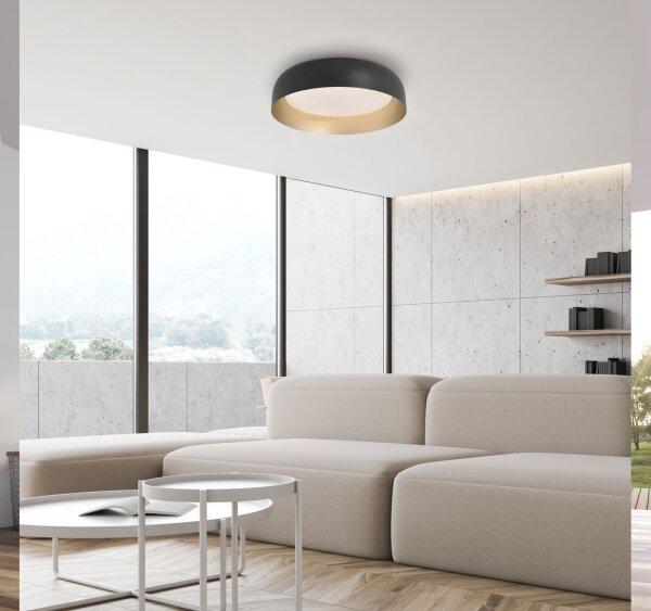 Dimmbare LED Deckenlampe Schwarz Gold Ø40 cm 2850 lm