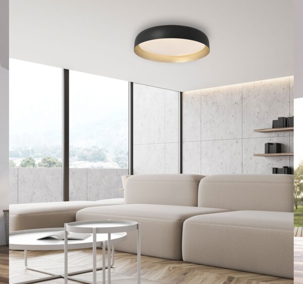 Dimmbare LED Deckenlampe Schwarz Gold Ø57 cm 3850 lm