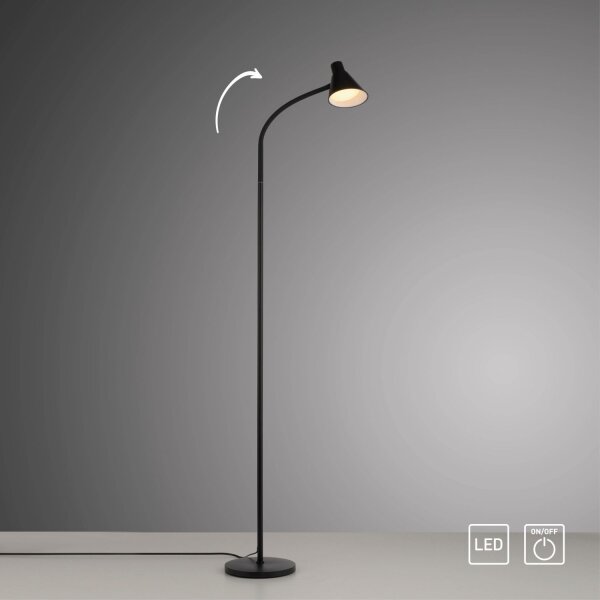 Lampadaire LED noir métal 150 cm 3000 K flexible