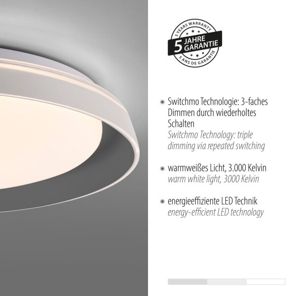 Blendarme LED Deckenlampe Grau Ø43 cm 2630 lm dimmbar