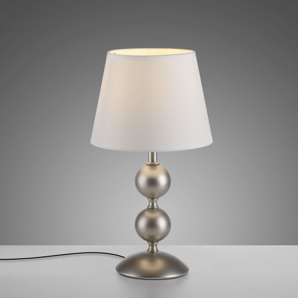 Tischlampe Stoffschirm Metall Creme Bronze 36 cm E27