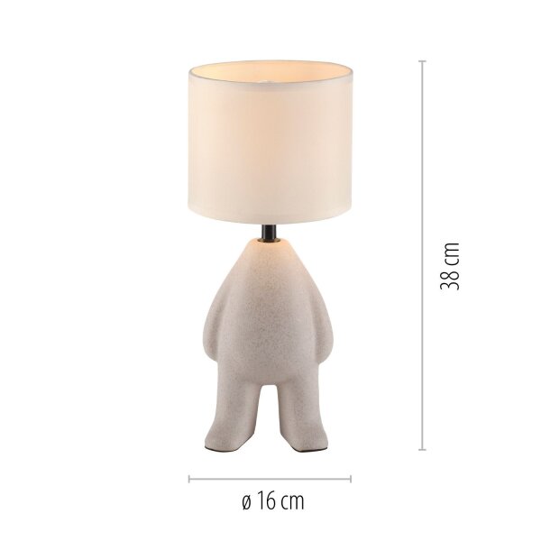 Lampe de chevet céramique tissu Teddy 38 cm E27 anti-éblouissement