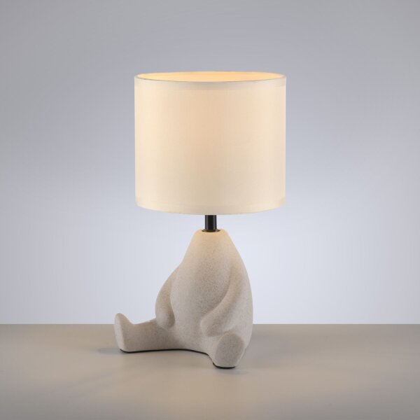 Lampe de nuit céramique tissu bonhomme assis 32 cm