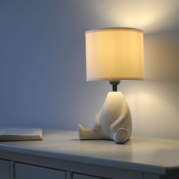 Lampe de nuit céramique tissu bonhomme assis 32 cm