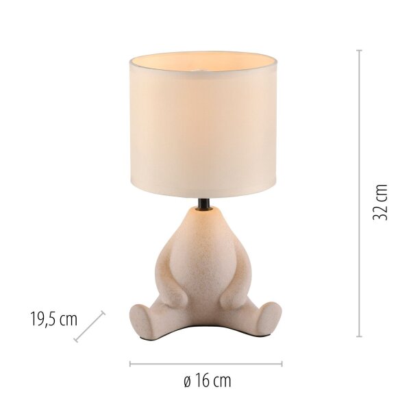 Lampe de nuit céramique tissu bonhomme assis 32 cm