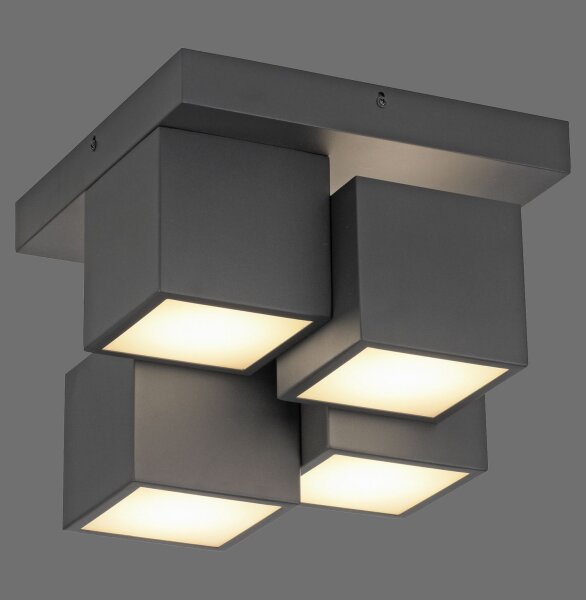 Plafonnier LED Métal Cube L:30 cm 2400 lm Noir