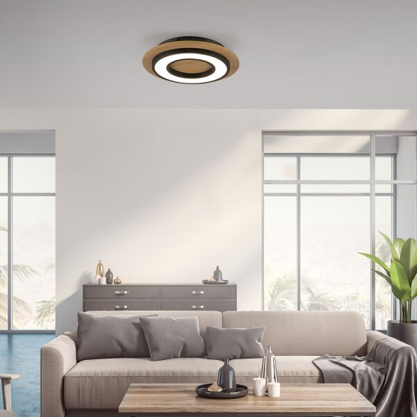 LED Deckenlampe Holz Metall 3000 K wohnlich blendarm