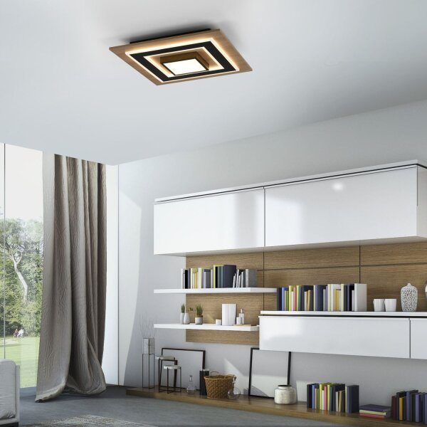 LED Deckenlampe Holz Metall 2150 lm wohnlich blendarm