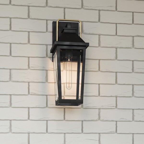 Außenlampe Wand Schwarz E27 IP44 H: 42,9 cm Rustikal
