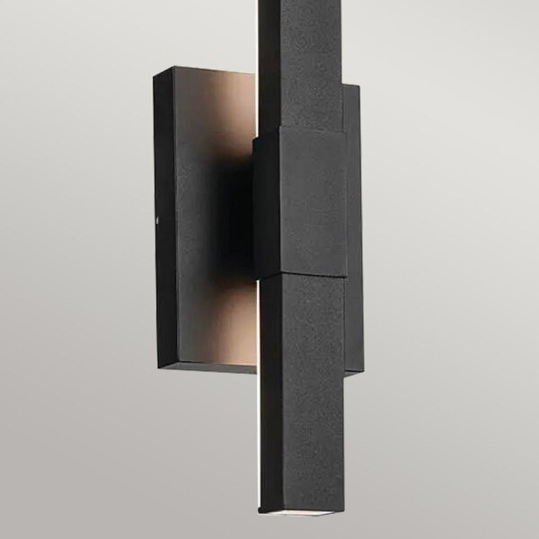 LED Außenwandleuchte Aluminium H: 56 cm IP44 Schwarz indirekt