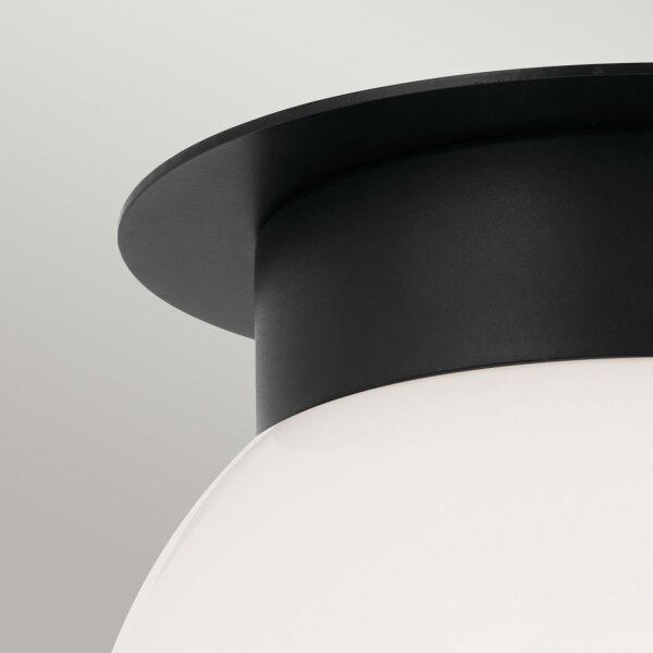 Deckenlampe Kugelschirm Glas Metall Ø 20,3 cm Schwarz Weiß E27