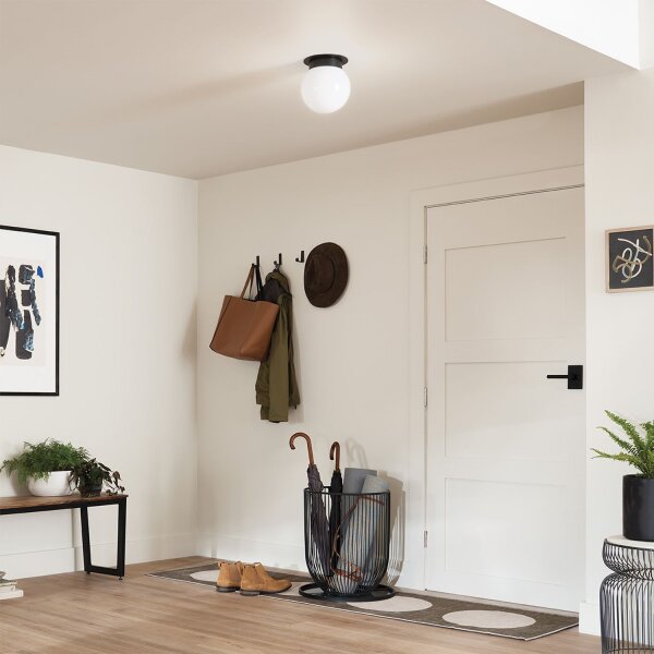 Deckenlampe Kugelschirm Glas Metall Ø 20,3 cm Schwarz Weiß E27