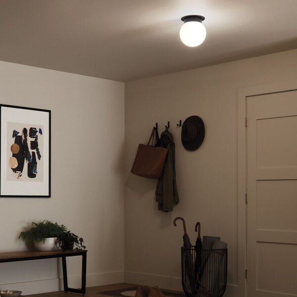 Deckenlampe Kugelschirm Glas Metall Ø 20,3 cm Schwarz Weiß E27