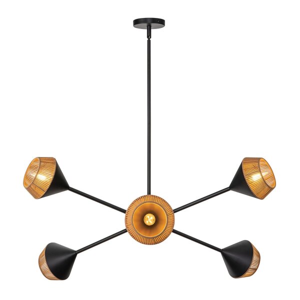 Hängeleuchte Metall Seil H: max. 162,5 cm Schwarz Beige E14