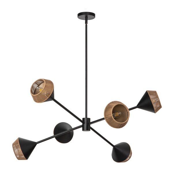 Hängeleuchte Metall Seil H: max. 162,5 cm Schwarz Beige E14