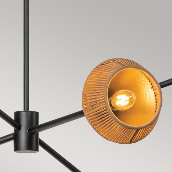Hängeleuchte Metall Seil H: max. 162,5 cm Schwarz Beige E14