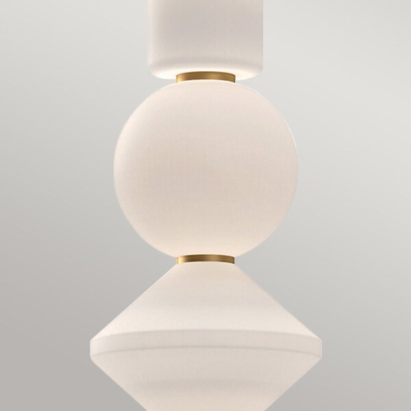 LED Hängeleuchte Glas Metall B: 19,8cm Modern Weiß Gold antik