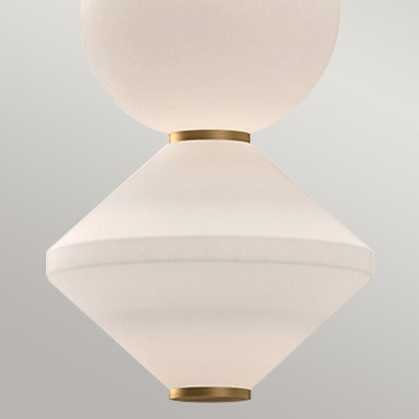 LED Hängeleuchte Glas Metall B: 19,8cm Modern Weiß Gold antik