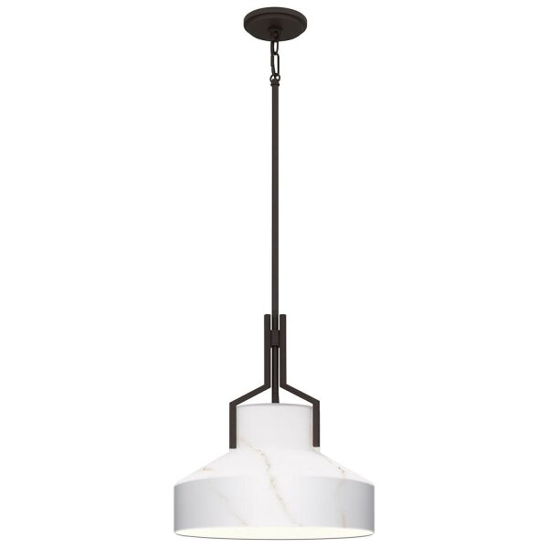 Hängelampe Alabaster Optik D: 37 cm in Bronze Antik Weiß