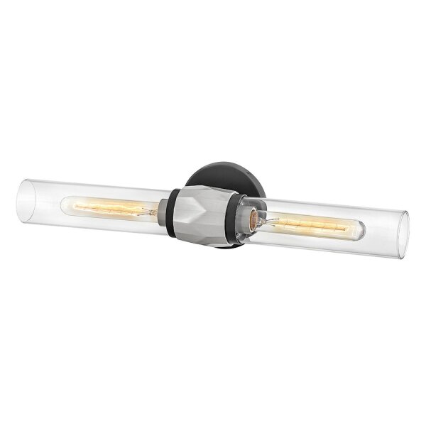 Lampe de salle de bain métal verre L : 56,5 cm IP44 E27 2 flammes