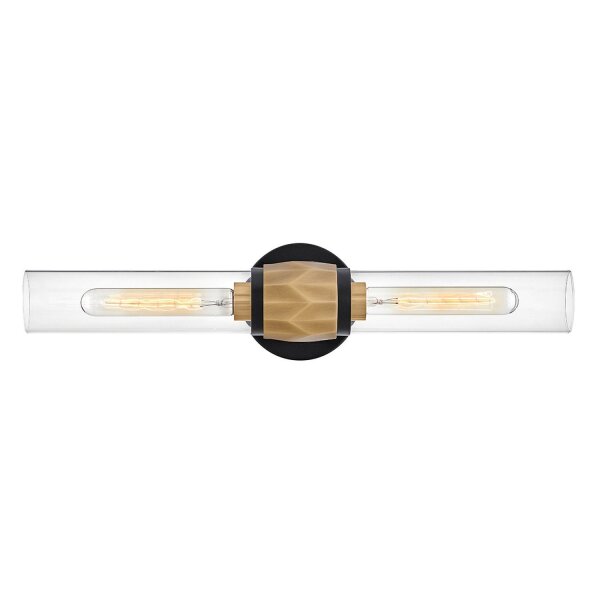 Lampe de salle de bain murale 56,5 cm de large IP44 2x E27 métal verre