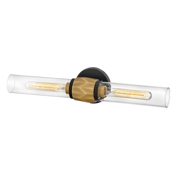 Lampe de salle de bain murale 56,5 cm de large IP44 2x E27 métal verre